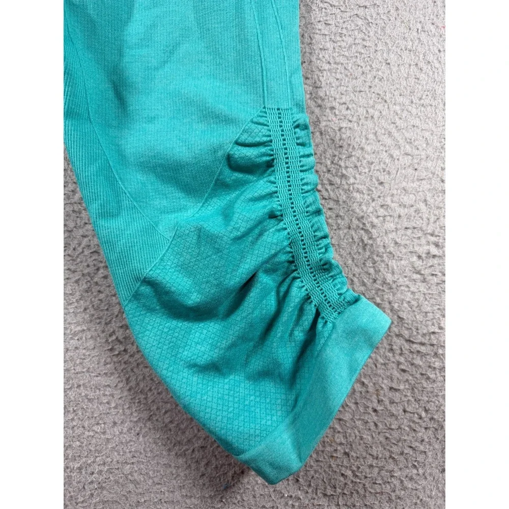 Lululemon Flow & Go Cropped Leggings Teal Bali Breeze Seamless Size 8 W6HAVS